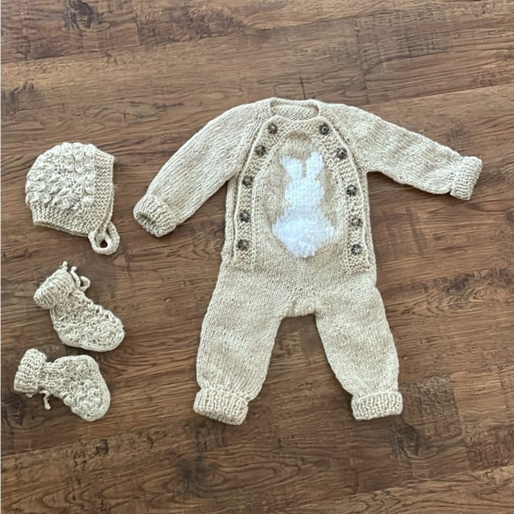 Cozy Cream Knit Baby One Piece Set